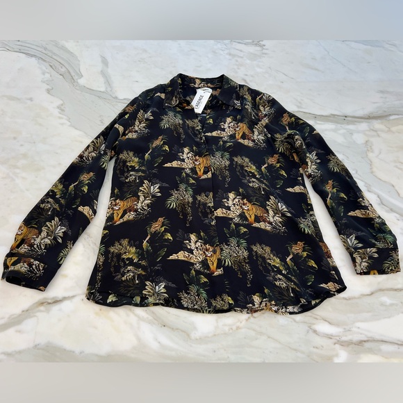 L’AGENCE BLACK TIGER SILK SHIRT SIZE S/P NWOTS! - Picture 7 of 14